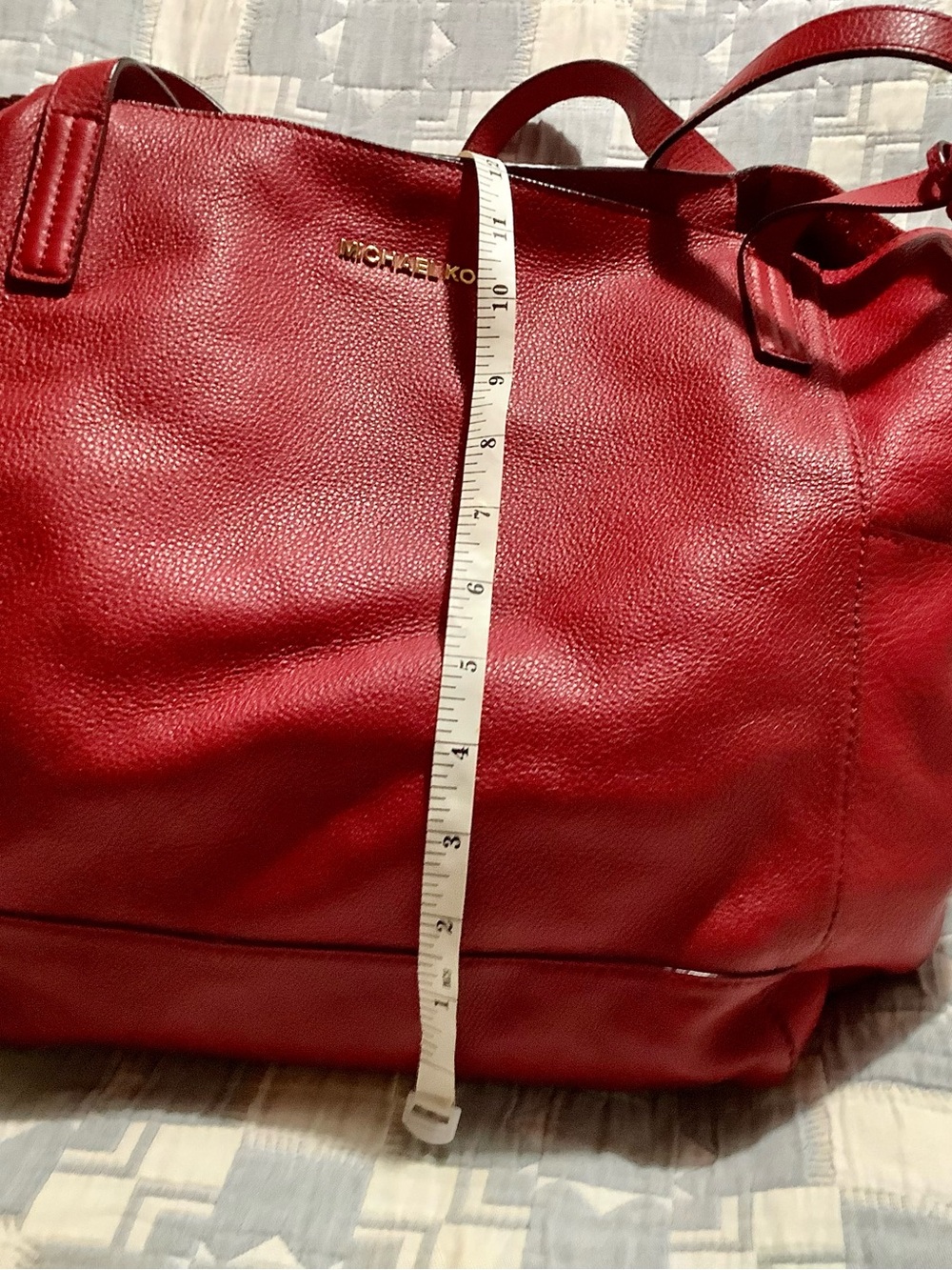 Michael Kors Crimson Leather Shoulder Bag with MK Charm - Picture 10 of 10